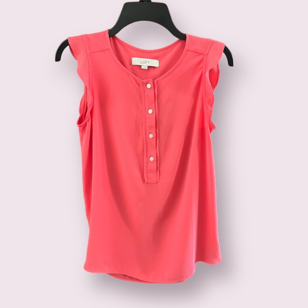 Ann Taylor pink ruffle sleeve‎ tank top size small